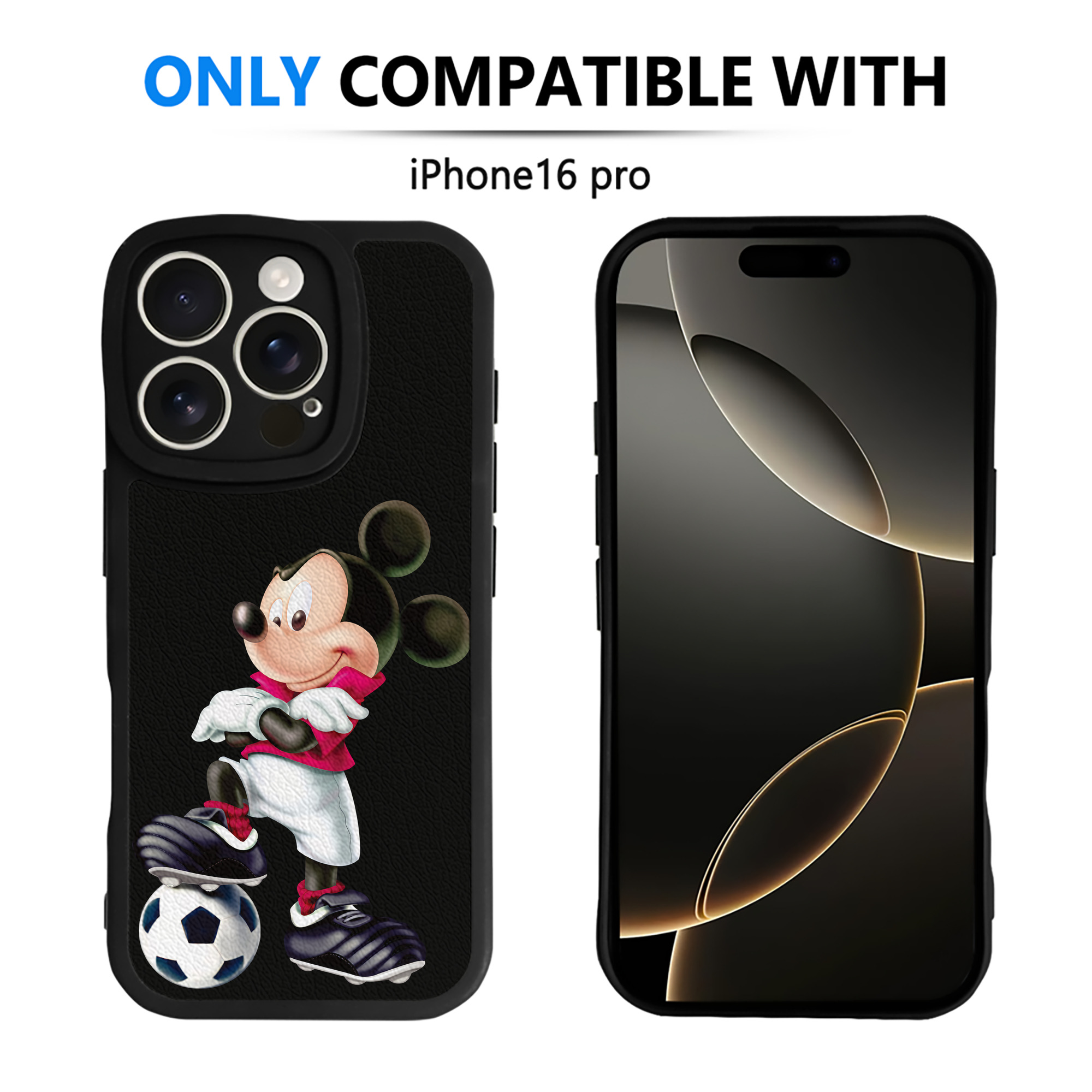 （画像用） ミッキーマウス Mickey Mouse 【iPhone 16シリーズ対応】シリコンスマホケース（レザー調） 材質：シリコン